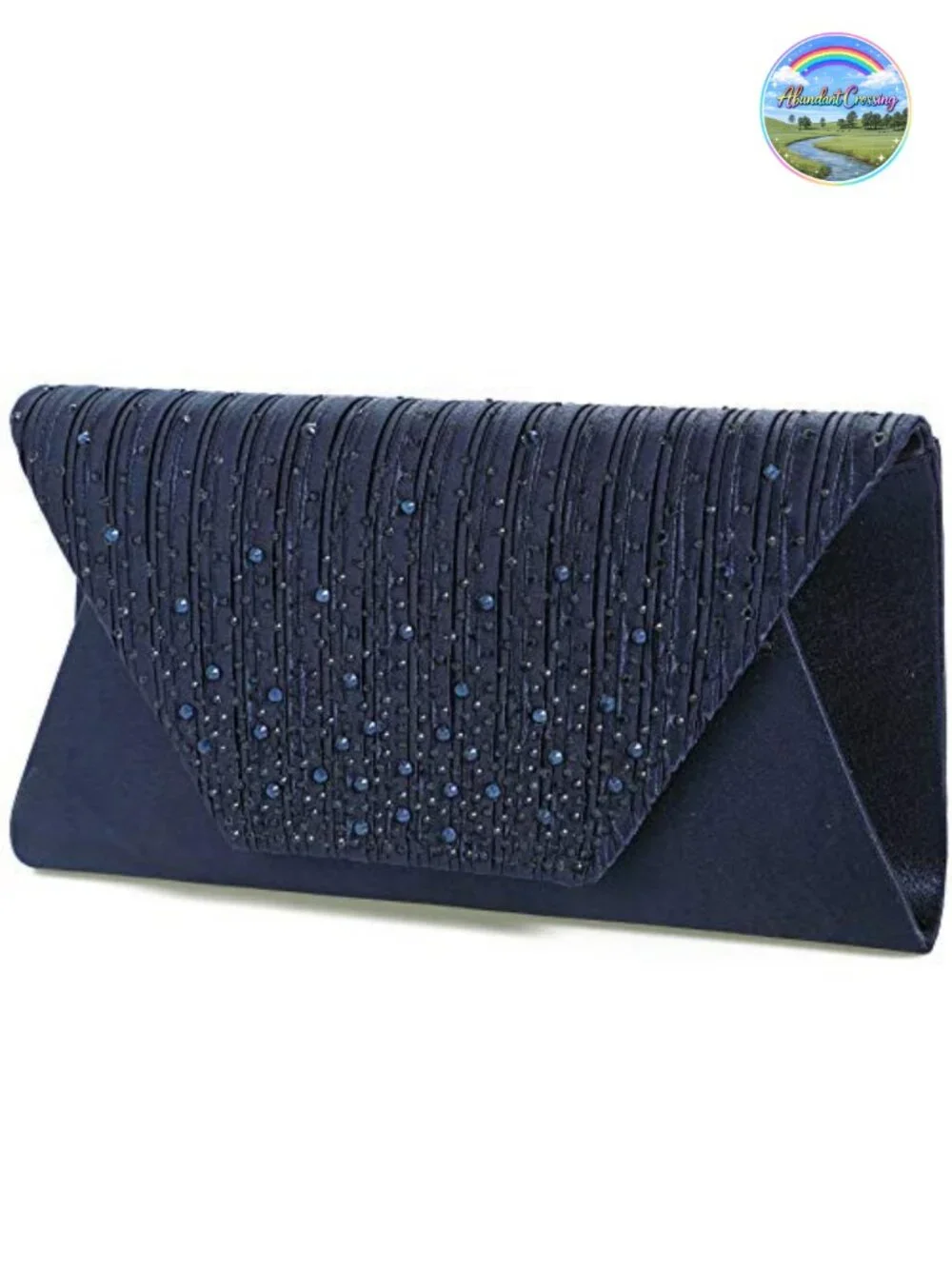 Mihawk Satin Rhinestone Clutch Evening Bag with Chain Strap